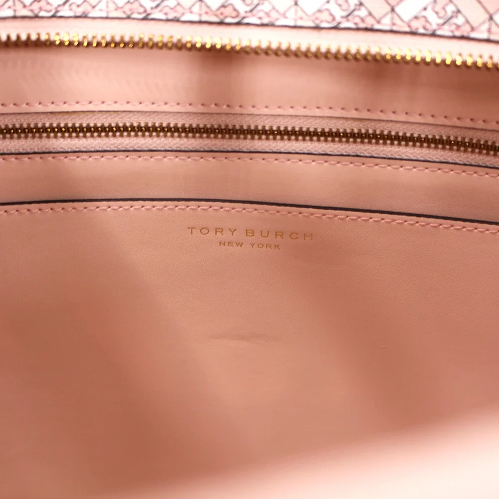 Tory Burch Geo Logo Tote NEW Zip Top Dusted Blush Pink Shoulder Bag Handbag - Picture 8 of 8